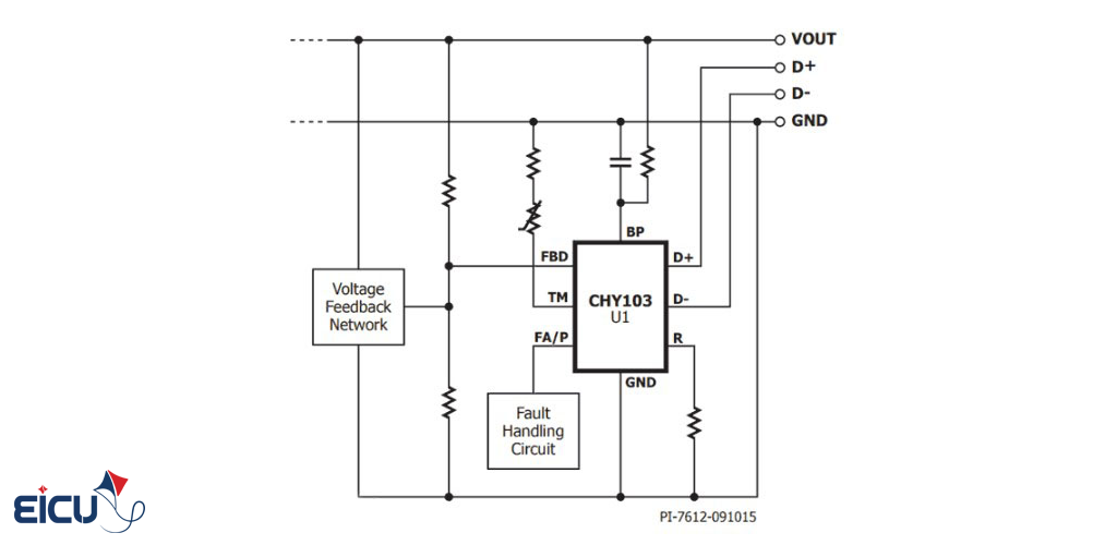 Schematic diagram of CHY103-based USB fast