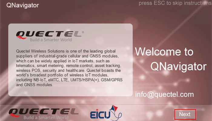 Screenshot of startup screen Welcome to QNavigator