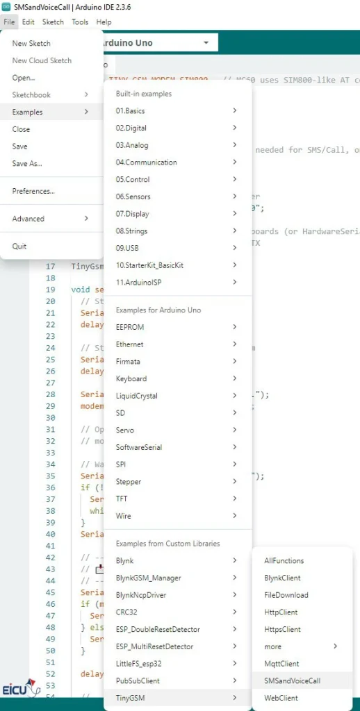 How to open an example code