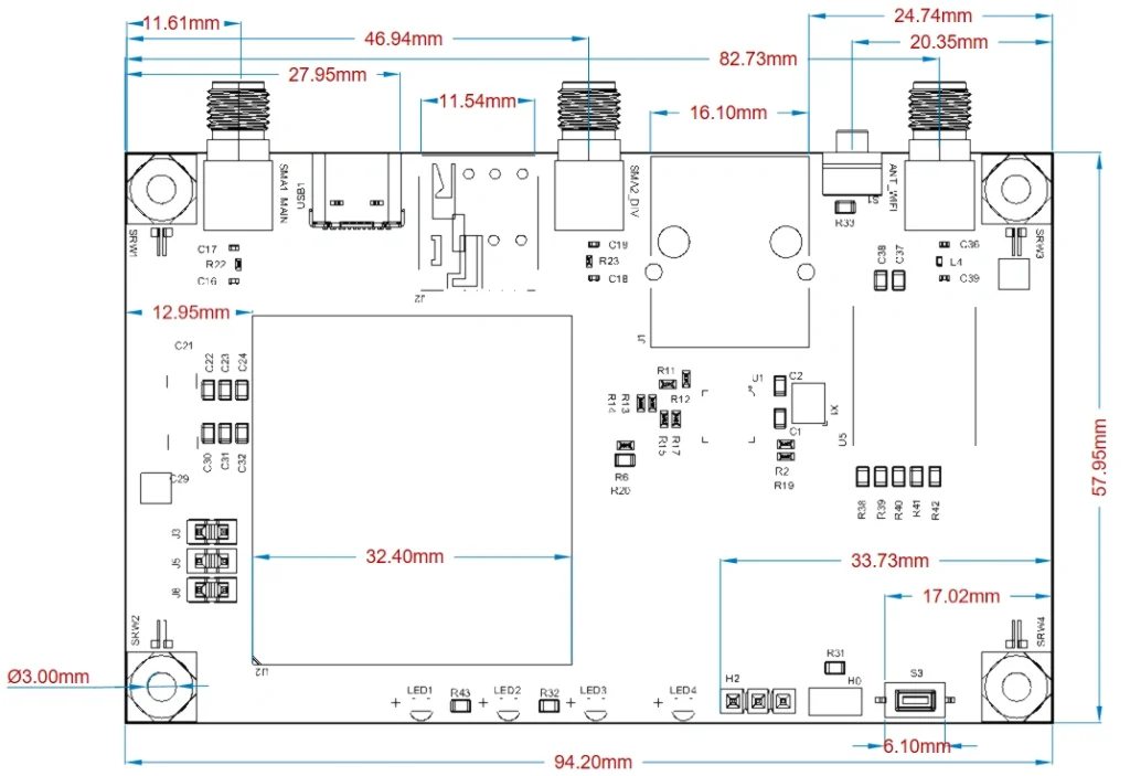 NEXUS EC200A-EU Development Board NEXUS EC200A-EU development board mechanical dimensions drawing – EICUT Wiki