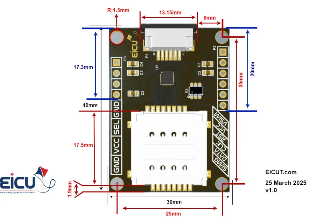 Dimensioned drawing of DIO1568 Analog Switch