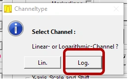 Affordable Antenna Testing with NTW6000 and RF Bridge WinNWT4 popup dialog asking to select Linear or Logarithmic channel