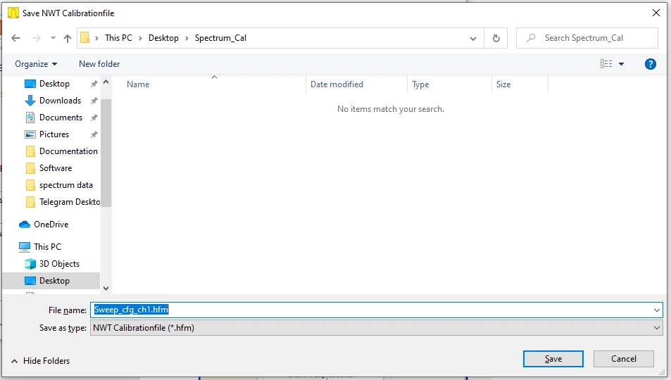 Affordable Antenna Testing with NTW6000 and RF Bridge Screenshot of WinNWT4 "Save Calibrationfile" window