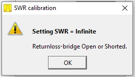 Affordable Antenna Testing with NTW6000 and RF Bridge WinNWT4 popup dialog warning to set SWR to infinite