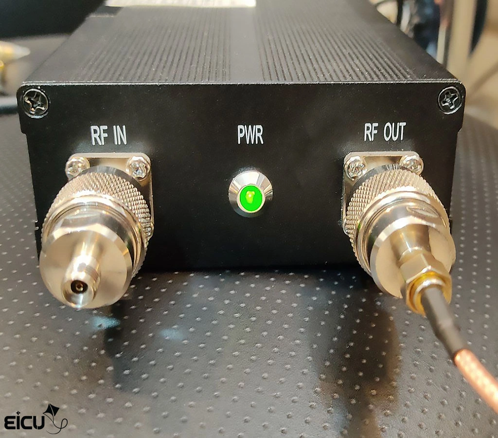 Affordable Antenna Testing with NTW6000 and RF Bridge Close-up of black metal enclosure for spectrum analyzer