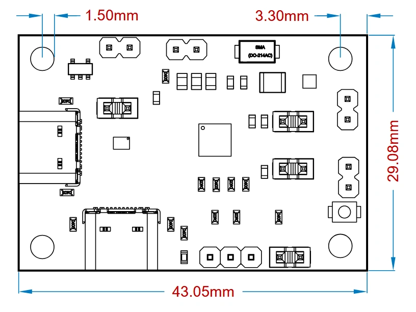 BQ25895 Evaluation Board Dimensions
