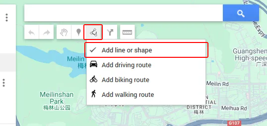 Add Line or Shape – Google My Maps Drawing Tool