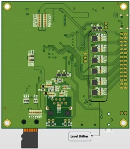 EiCUT Nexus OpenWRT dev board level shifter circuit highlighted 
