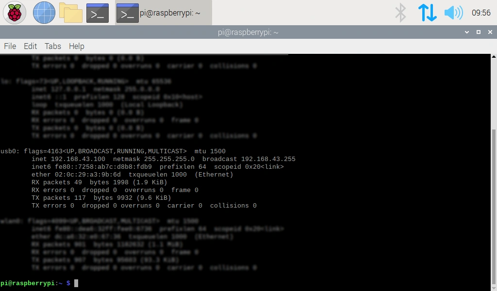 Raspberry Pi terminal screenshot