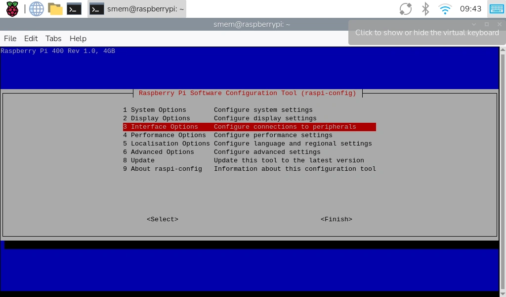 Screenshot of raspi-config tool