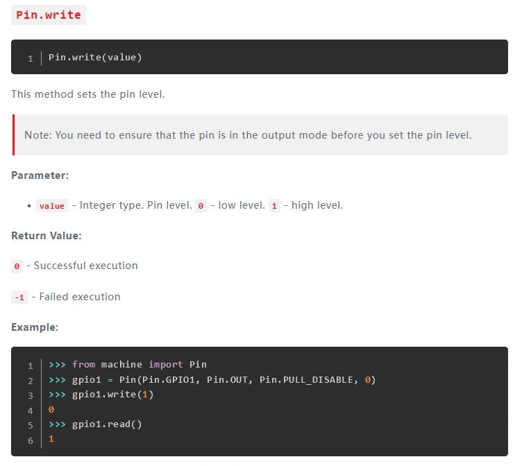 Screenshot of QuecPython documentation