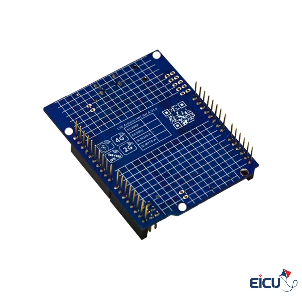 EC25-E Arduino HAT Development Board Supporting LTE Cat 4/GSM/GPRS/GPS/GLONASS/Galileo/QZSS/BeiDou/Bluetooth Rear Side view of Quectel EC25 LTE Cat 4 Arduino shield