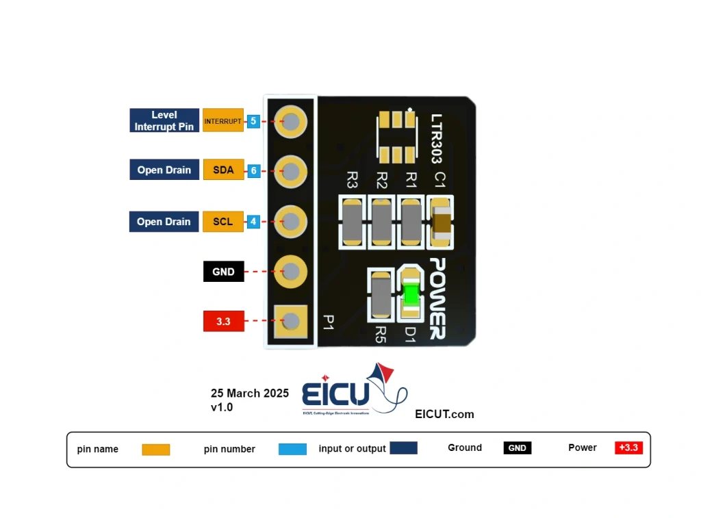 LTR-303 Digital Ambient Light Sensor LTR-303ALS-01 ambient light sensor module pinout