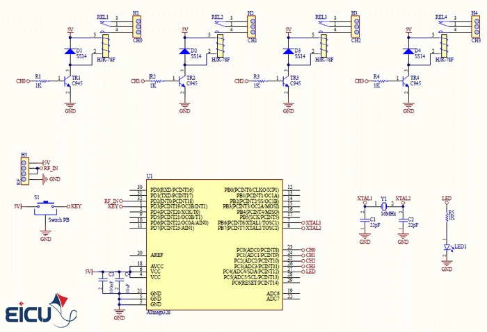 Schematic of 4-channel remote control