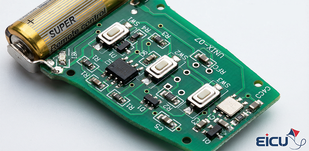 Close-up of hopping remote PCB 