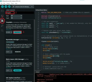 TinyGSM-main.zip download screen – required Arduino library for Quectel EC200U / EC200A / MC60 series 4G modules
