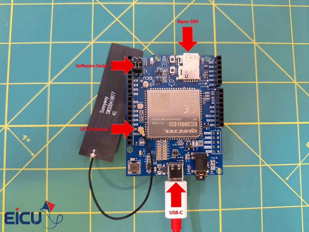Quectel EC200U LTE Cat 4G Arduino HAT real working setup