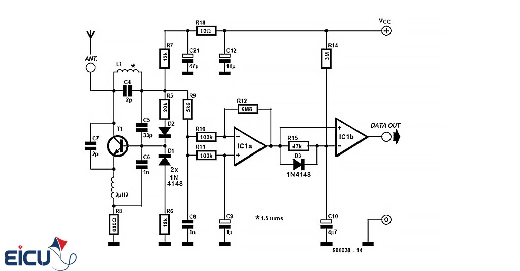RF remote control receiver circuit schematic