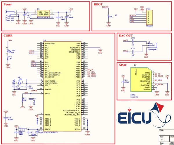 Complete schematic of MP3 decoder based on STM32F103RET6