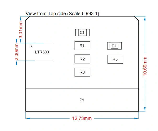 LTR-303 Digital Ambient Light Sensor LTR-303ALS-01 light sensor module dimensions: 12.73×10.69 mm
