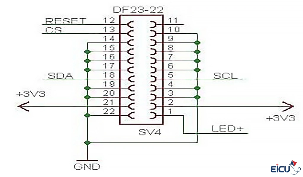 Setting up Nokia 1661 Graphic LCD Schematic diagram of DF23-22 connector pin