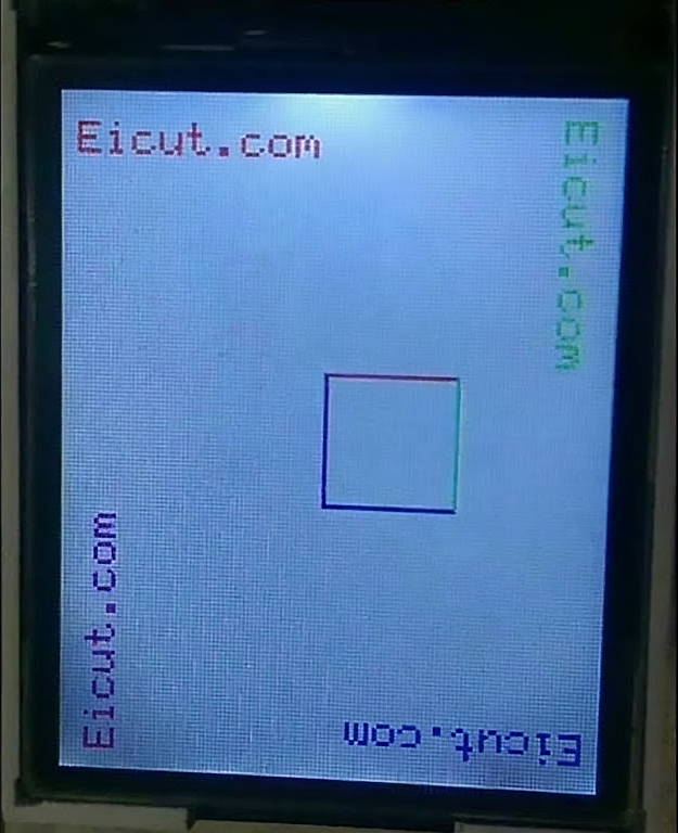 Setting up Nokia 1661 Graphic LCD TFT LCD screen showing "Eicut.com" text
