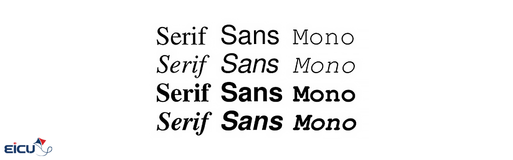 Image showing "Serif Sans Mono" rendered in four different font